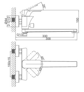 Смеситель для ванны DQ Berlin Kunste оранжевый/хром DA1433313